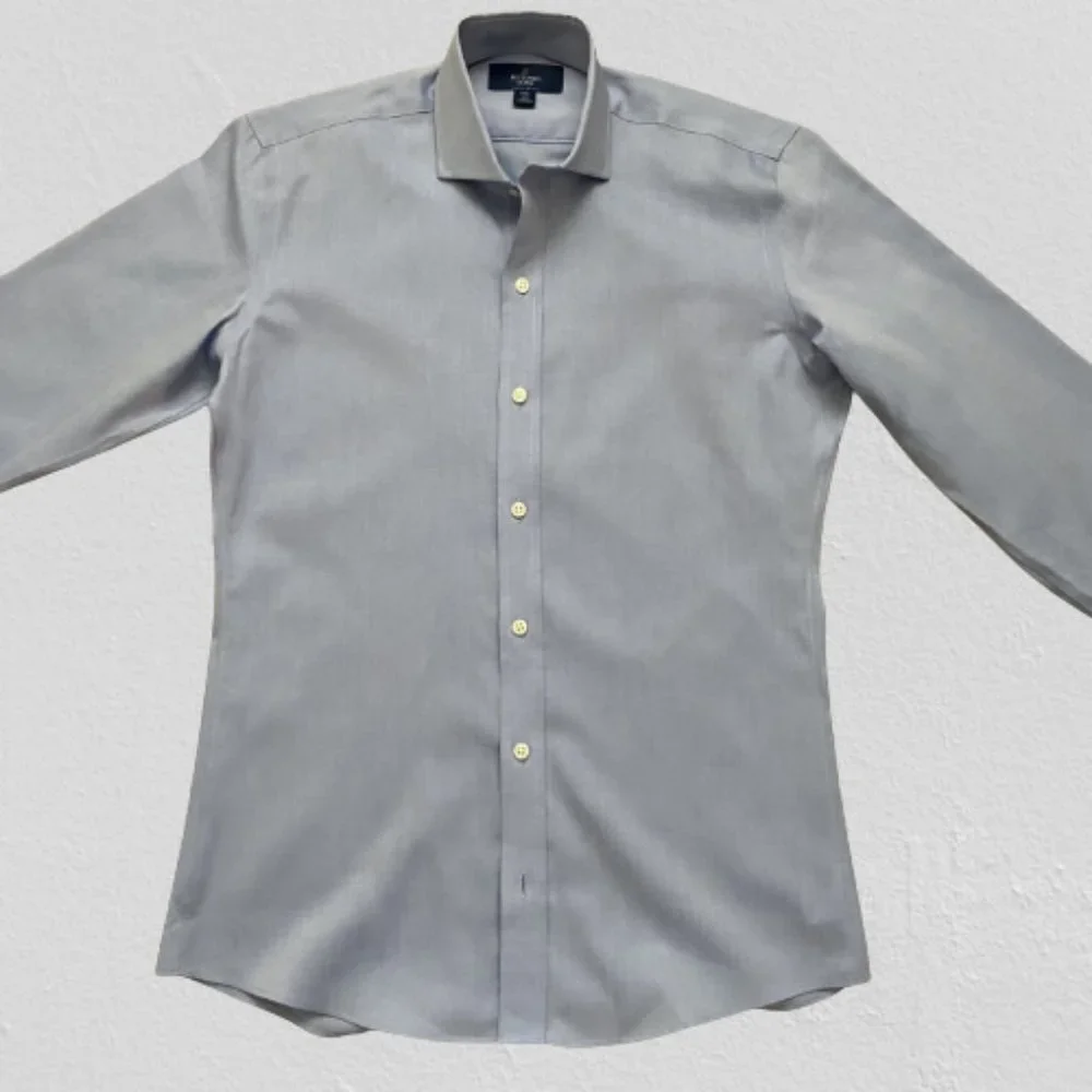 Light Blue Buttoned Down men's dress shirt size slim fit non-iron 14.5 / 34 - Picture 2 of 6